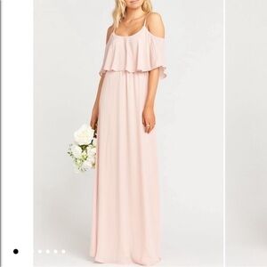 Show Me Your MuMu Soft Pink Caitlin Ruffle Maxi Bridesmaid Dress. NWT